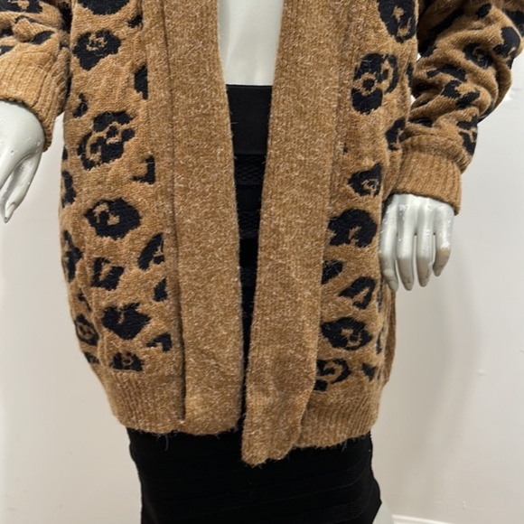 J.J. Browne Vintage Open Front Sweater Cardigan Brown Black Size M NWT - Picture 6 of 7